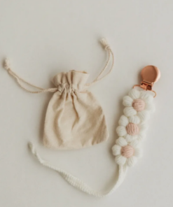 Bow So Cute Daisy Puff pacifier clip