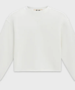 Cotton Mock Neck Cropped Sweatshirt